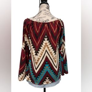 Lilypad Long Sleeve Top Multi Color With Belle Sleeves Size S